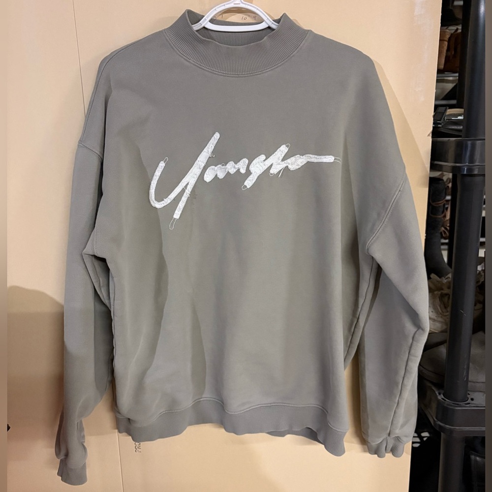 YoungLA Taupe Crewneck Sweater with White Script